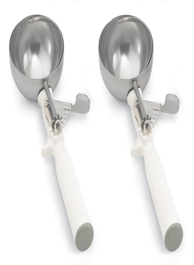 Vollrath 47139 Round Stainless Steel Dishers, Set of 2 (Size 6, 5 1/3-Ounce, White) - Image 1
