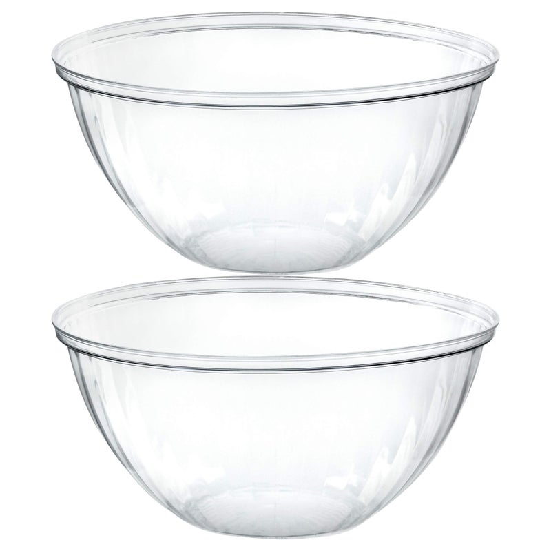PLASTICPRO Disposable Round Crystal Clear Serving Bowls For Party Snack or Salad Plastic Clear Chip Bowls Candy Dish 2 48 OUNCE