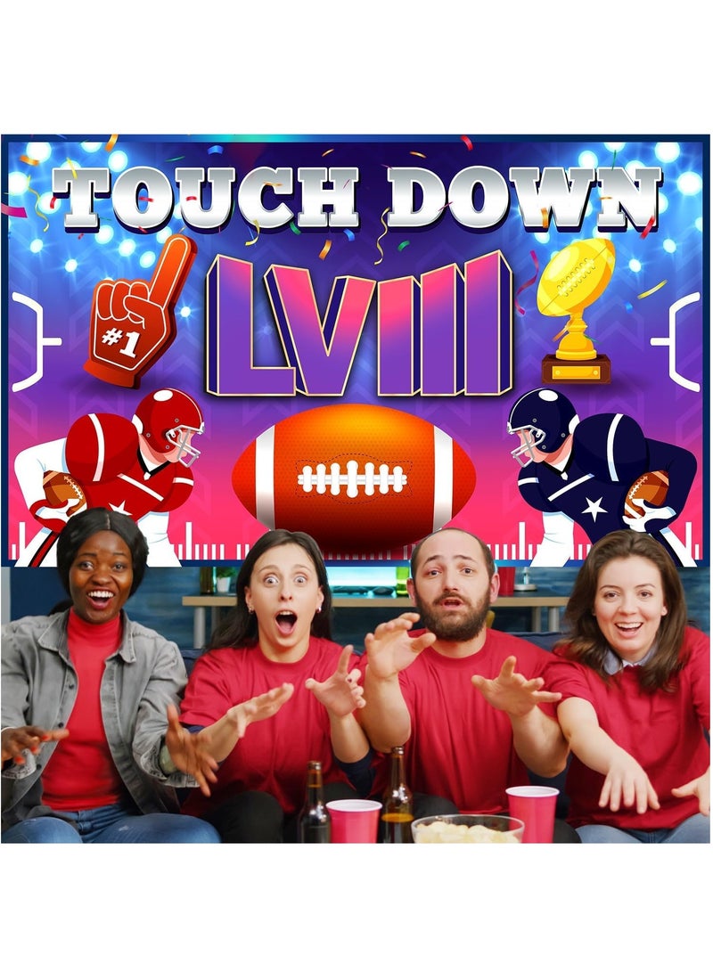 Excefore Super Football Backdrop, Super Football Party Decorations 2024 Backdrop, Super Football Decorations 2024 Touchdown Banner, Super Football Party Supplies Large 71" X 47" - Image 3