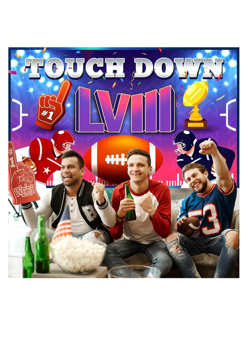Excefore Super Football Backdrop, Super Football Party Decorations 2024 Backdrop, Super Football Decorations 2024 Touchdown Banner, Super Football Party Supplies Large 71" X 47" - Image 2