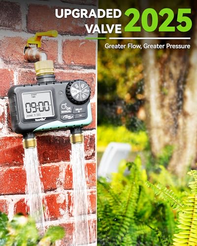 RAINPOINT 2 Zone Sprinkler Timer with Brass Inlet and Outlet - Water Timer for Garden Hose with Rain Delay/Manual Watering/Automatic Irrigation Controller System - Water Hose Timer for Yard Lawn - Image 4
