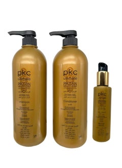 PKC Hair care set with protein keratin and collagen Shampoo 1000 ml Conditioner 1000 ml Serum 150 ml 