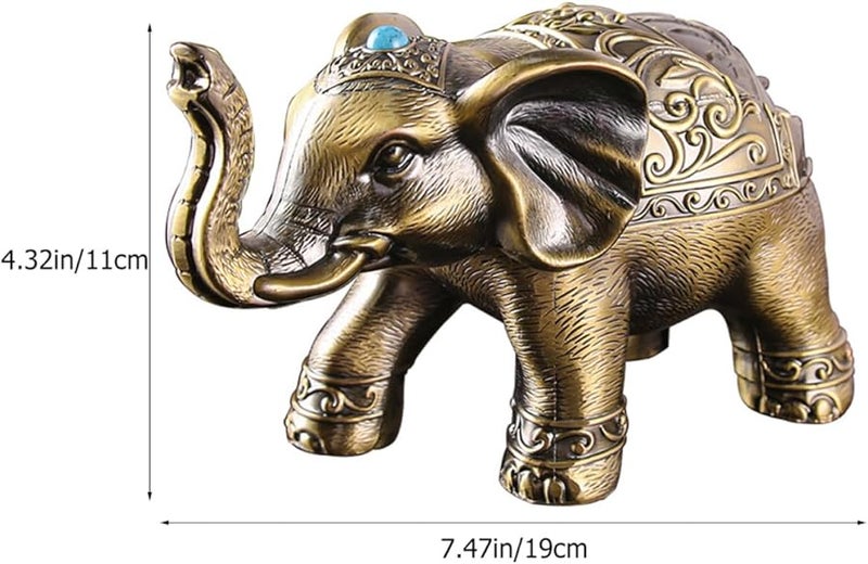 Vintage Elephant Ashtray with Lid Windproof Metal Alloy Desktop Decoration for Home Office - Image 3