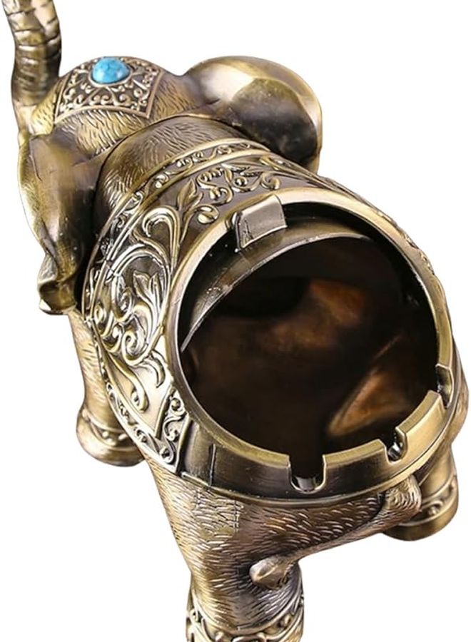 Vintage Elephant Ashtray with Lid Windproof Metal Alloy Desktop Decoration for Home Office - Image 1