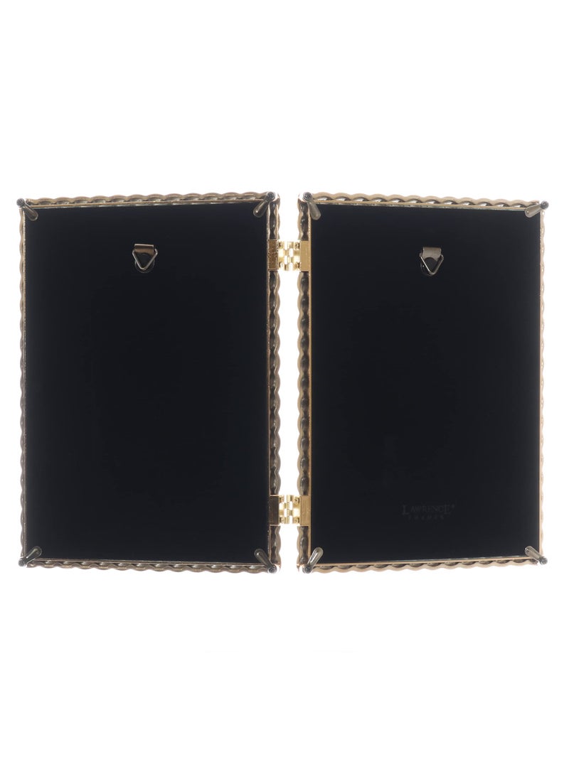 Lawrence Frames 5x7 Hinged Double Cast Metal Picture Frames  Gold Rope Design  - Image 4