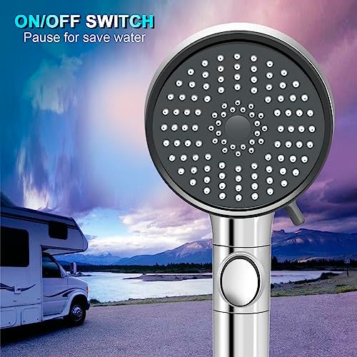 FOCSPROD RV Shower Head with Hose, High Pressure 5 Mode Shower head Replacement, Shower Head for RV/Campers, Travel Trailer, Motorhome for Water Saving, Handheld Shower Head Holder and Hose, On Off Switch - Image 3