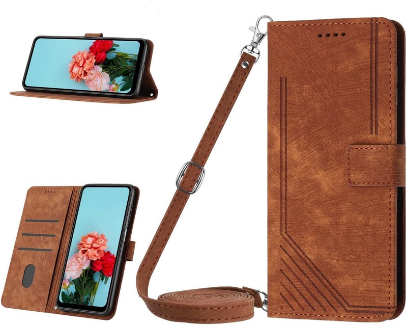 Compatible with Motorola Edge 30 Ultra Wristband Phone Case Wallet Flip Card Slot Holder Cover(Kahverengi) - Image 2