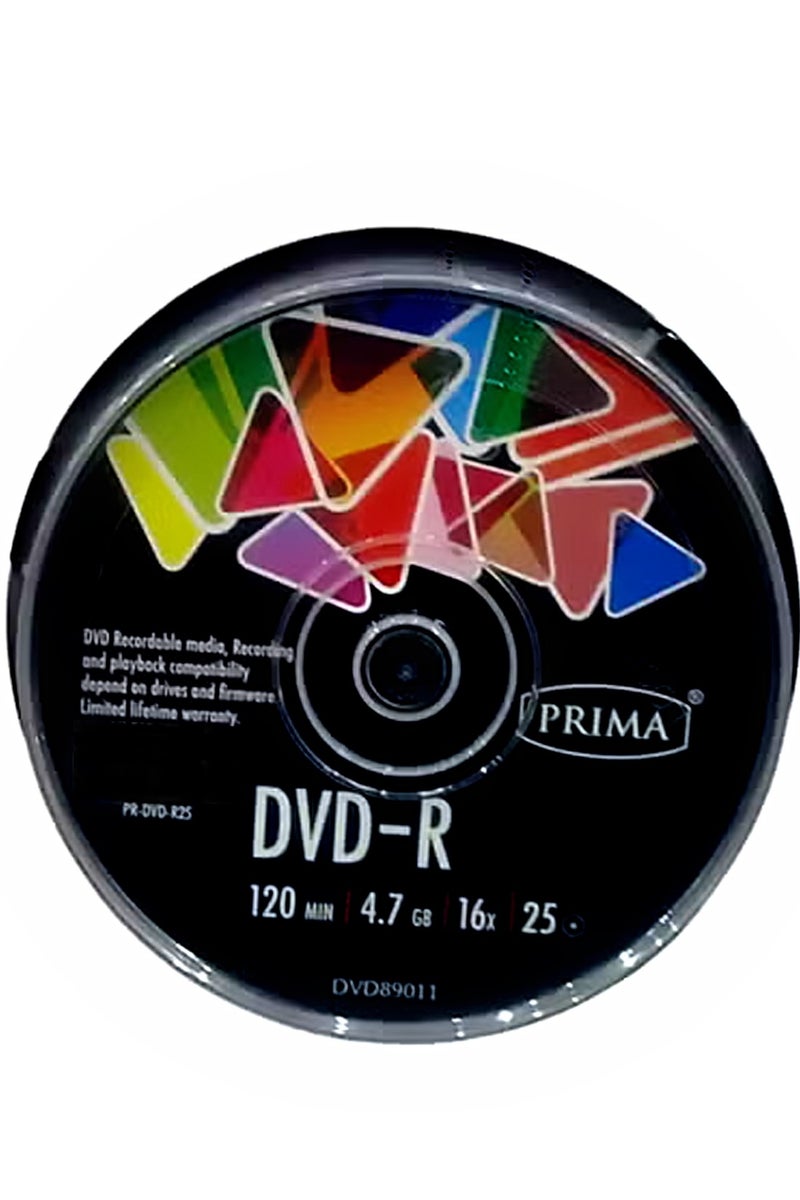 بريما مجموعة من 25 قرص DVD+R فارغ 120 دقيقة 16X 4.7 جيجابايت - Image 1
