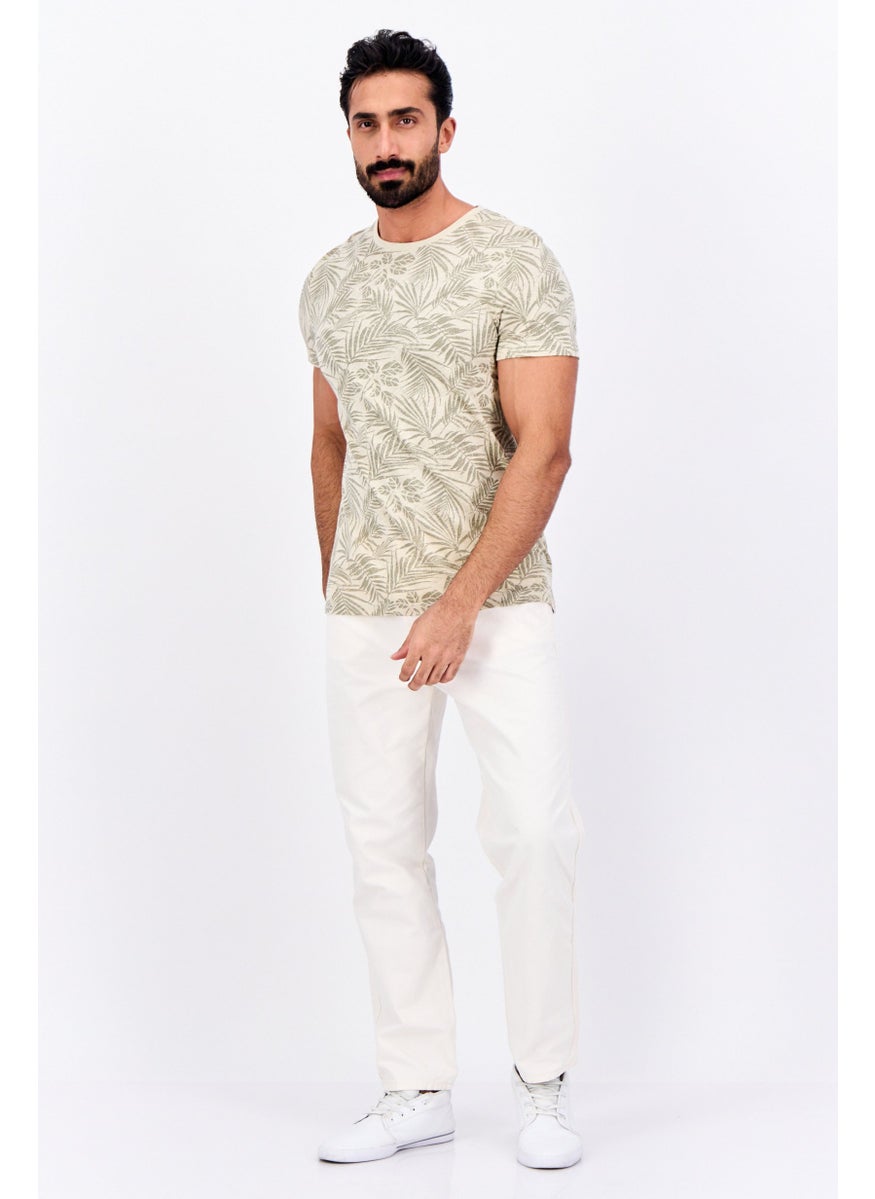 Jules Men Crew Neck Allover Printed Short Sleeves T-Shirt, Beige  - Image 2