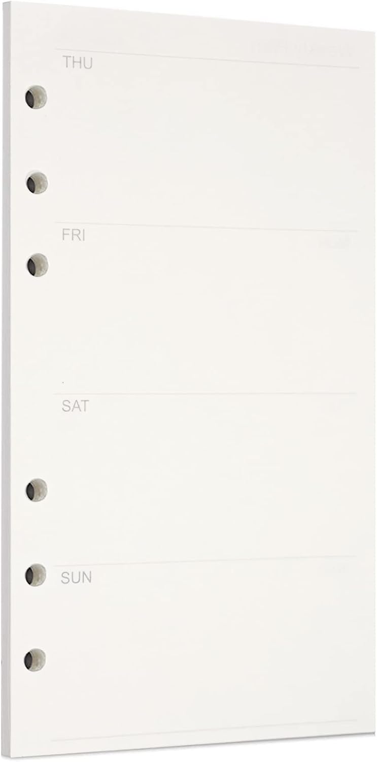 Varied available picks 1 Pack A6 45 Sheets/90 Pages Weekly Planner Loose Leaf Punched Paper Refills Paper for 6 Hole Binder Personal Organizer Diary Notebook Refillable Planner Storage & transit friendly - Image 1