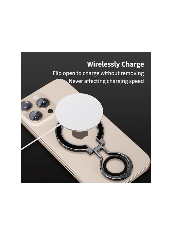 S-TOP Magnetic Phone Ring Holder – Compatible with MagSafe, 360° Rotating Removable Grip with Soft Silicone Loop, Wireless Charging Friendly for iPhone 15 14 13 12 Pro/Max/Plus/Mini – Black - Image 2