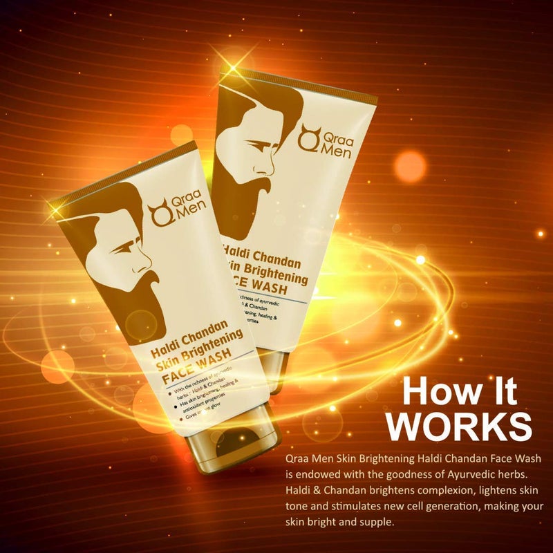 QRAA Haldi Chandan Skin BrighteningLightening Face Wash For OilAcnePimple Control 100g Men DeTan CleanserWash For Men For Skin LighteningBrightening 100g With Clove Oil - Image 4