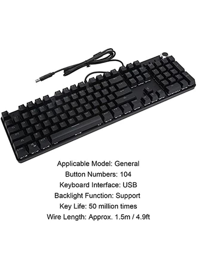 Mechanical Gaming Keyboard Wired Mechanical Gaming Computer Keyboard 104‑ Key Mechanical Keyboard Usb Wired Gaming Keyboard Computer Accessory