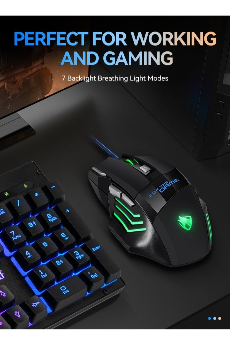 Heyla Wired gaming mouse, 2400DPI optical gaming mouse, 6-key four-way scroll wheel, suitable for PC and laptop computer mice, ergonomic gaming mouse with thumb rest, used for gaming and work. - Image 4