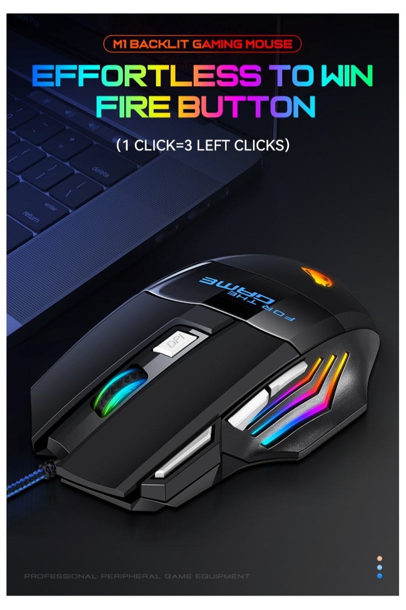 Heyla Wired gaming mouse, 2400DPI optical gaming mouse, 6-key four-way scroll wheel, suitable for PC and laptop computer mice, ergonomic gaming mouse with thumb rest, used for gaming and work. - Image 5