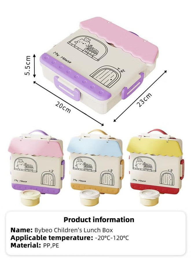 Lyrovo Kids Lunch Box for School with Compartments | BPA Free Leak Proof Plastic Tiffin Box for Kids Boys & Girls | Cute Cartoon Lunch Box with Spoon & Fork (Yellow) - Image 5