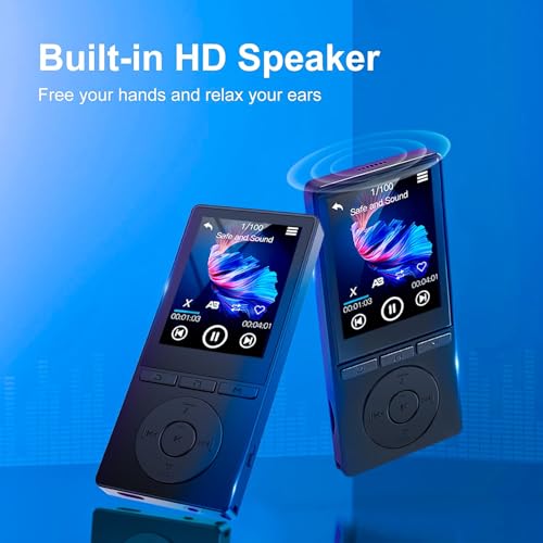 Aiandcc 64GB MP3 Player with Bluetooth 5.3, Music Player with HiFi Sound for Sports Runners, 2.4" Screen MP3 Player Built in HD Speaker Voice Recorder FM Radio E-Book, Expanded Up to 128GB, Earphone Included - Image 2