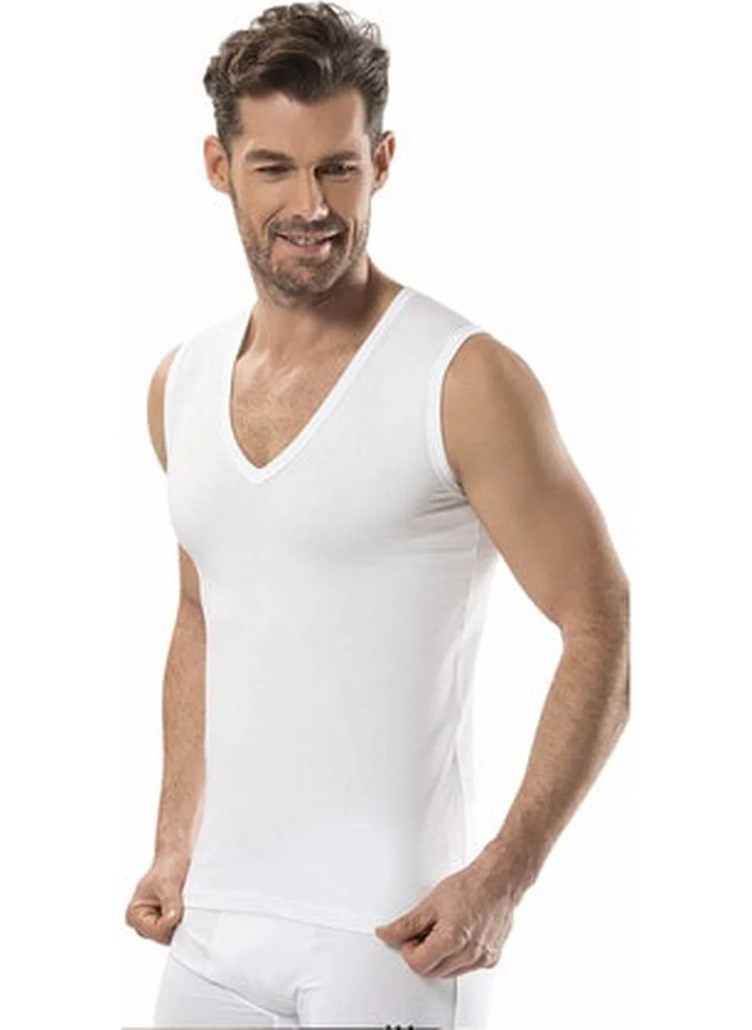 Jiber Men's V-Neck Lycra Sleeveless Undershirt 6-Pack - 117
