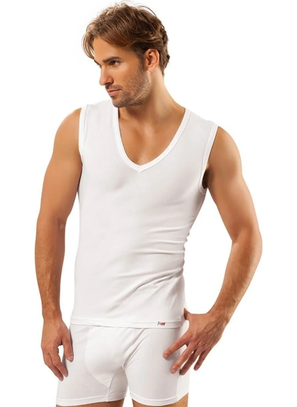 Jiber Men's V-Neck Lycra Sleeveless Undershirt 6-Pack - 117