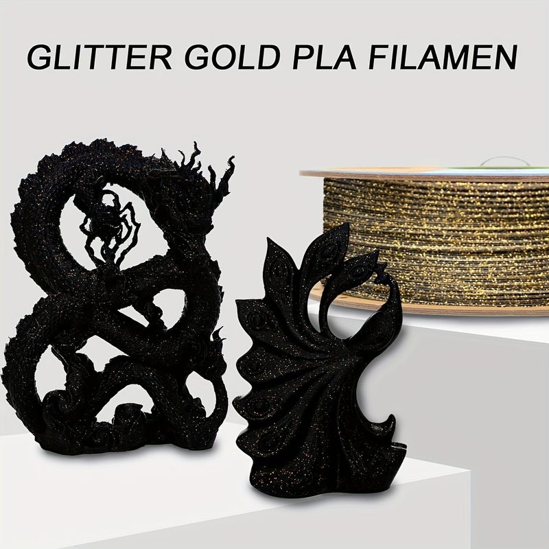 غلتر ذهبي 250 جرام أسود غلتر 3D خيط طابعة ثلاثية الأبعاد لامع غالاكسي PLA 1.75mm سباركل ليزر سيريس مواد طباعة ثلاثية الأبعاد - Image 2