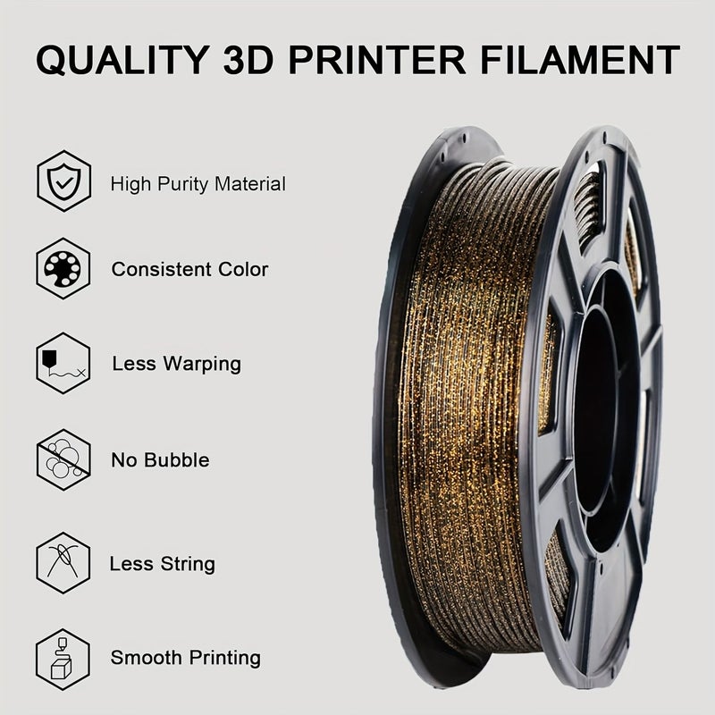 غلتر ذهبي 250 جرام أسود غلتر 3D خيط طابعة ثلاثية الأبعاد لامع غالاكسي PLA 1.75mm سباركل ليزر سيريس مواد طباعة ثلاثية الأبعاد - Image 4