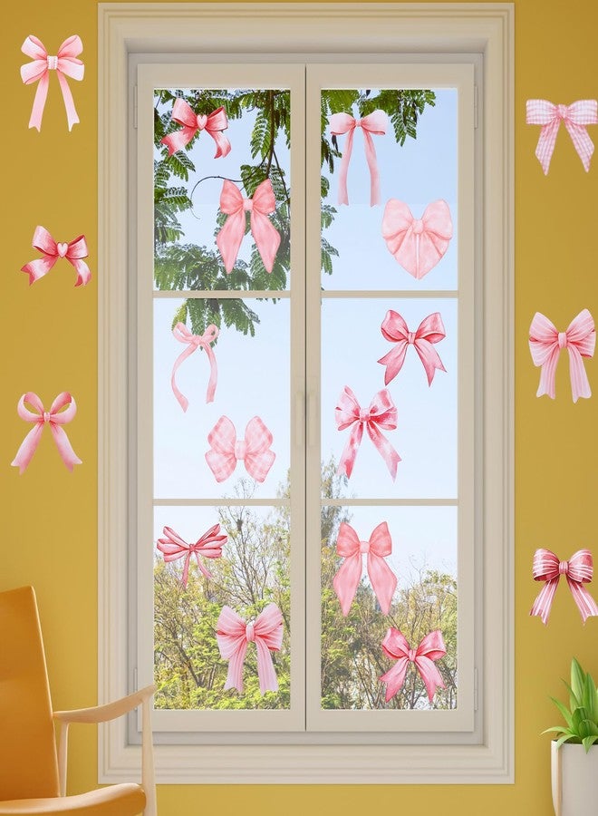 YBEATY 64 Pcs Bow Wall Stickers Pink Vinyl Peel Stick Bowtie Decal Watercolor Coquette Aesthetic Stickers Trendy Bow Knot Wall Art Room Decor for Girls Kids Kindergarten Bedroom Nursery - Image 5