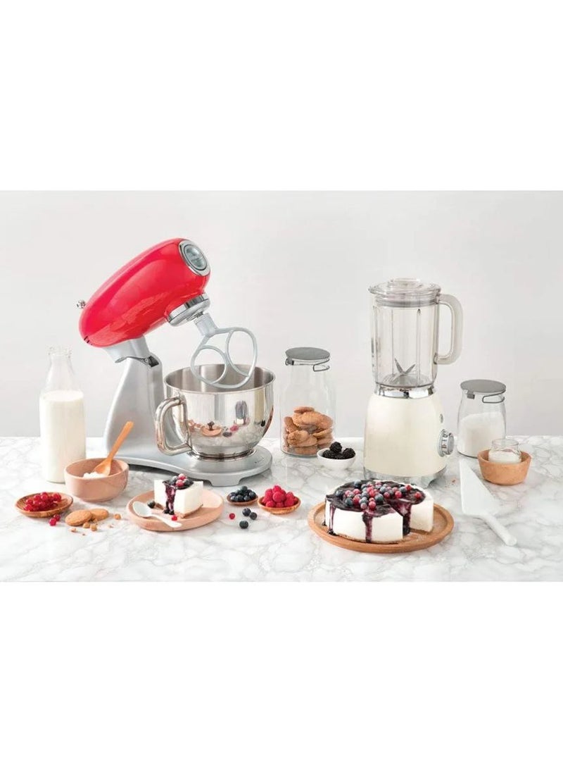 Retro 50's Style Jug Blender with Stainless Steel Blades, 4 Speed Settings and 3 Pre-set Programs, 1.5 Litre.