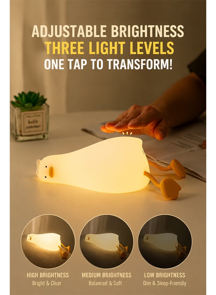 Solerconm Duck Night Light Silicone Rechargeable Lamp with 3-Level Dimming | Touch Control Bedside Lamp with 30-Min Timer | Cute Kids Sleep Light & Phone Holder - Image 5