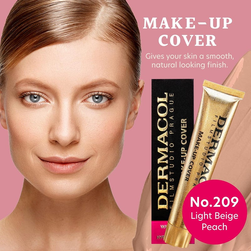 Dermacol Make Up Cover Full Coverage Foundation 30g Shade 209 – Waterproof Long-Lasting Makeup Cream SPF30, Lightweight & Hypoallergenic, Conceals Tattoos, Acne, Scars, Spots & Dark Circles - Image 1