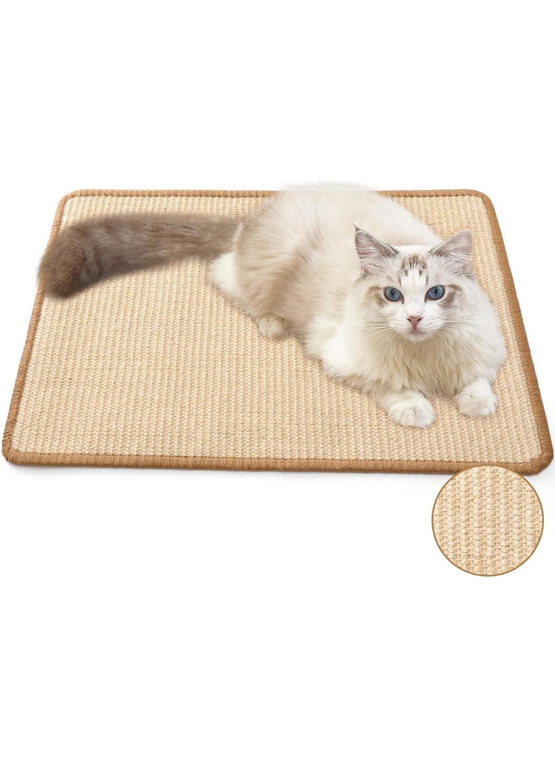 Homify Sisal Cat Scratcher Mat, Cat Scratch Pad for Indoor Cats Kitten, Wall Floor Mount Natural Cat Mat with Sticky Tapes, Protect Sofa and Carpet - Image 1