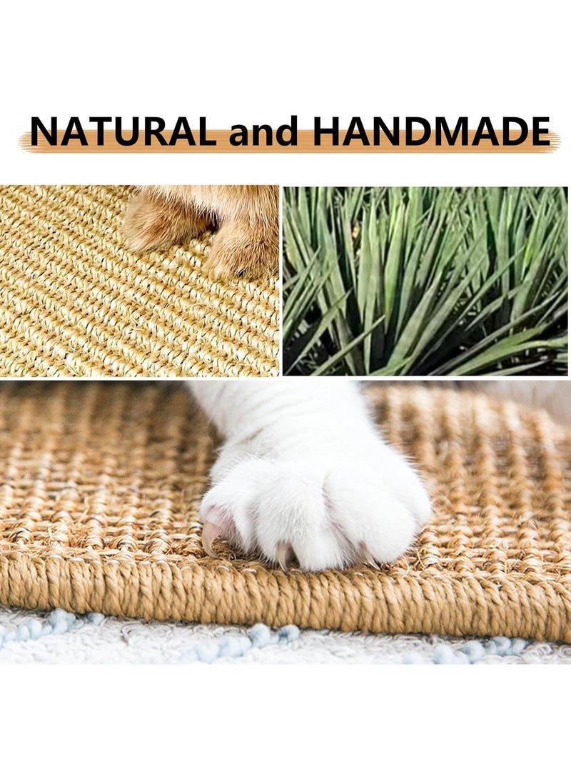 Homify Sisal Cat Scratcher Mat, Cat Scratch Pad for Indoor Cats Kitten, Wall Floor Mount Natural Cat Mat with Sticky Tapes, Protect Sofa and Carpet - Image 3