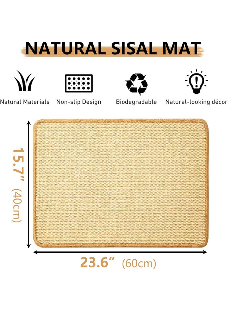 Homify Sisal Cat Scratcher Mat, Cat Scratch Pad for Indoor Cats Kitten, Wall Floor Mount Natural Cat Mat with Sticky Tapes, Protect Sofa and Carpet - Image 5
