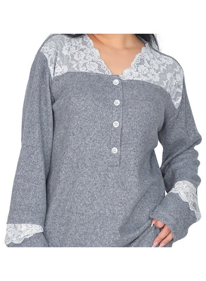 Dadoush Classic Embroidered Abaya in Soft Cotton | Modest Long-Sleeve Nightgown | Comfortable and Stylish Women's Homewear - Image 2