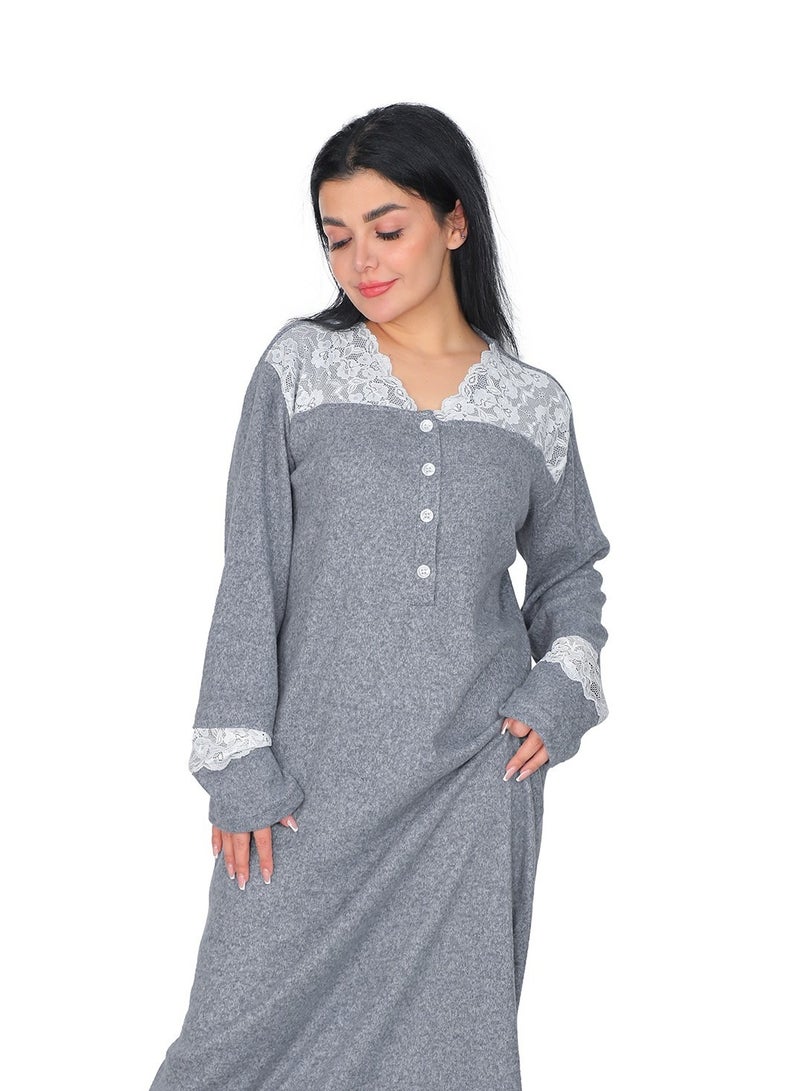 Dadoush Classic Embroidered Abaya in Soft Cotton | Modest Long-Sleeve Nightgown | Comfortable and Stylish Women's Homewear - Image 5