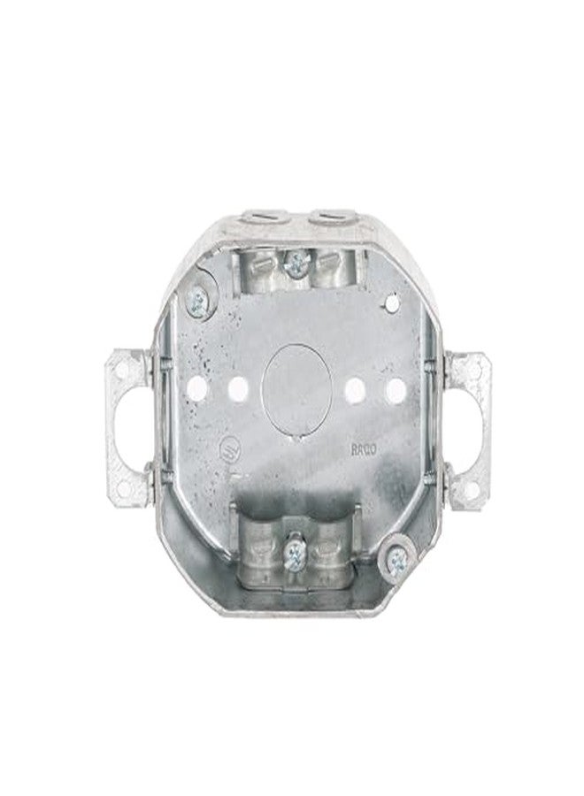 RACO 4 in. Octagon Box, Drawn, 1-1/2 in. Deep, Three 1/2 in. KO's & NMSC Clamps, Plaster Ears,Gray - Image 3