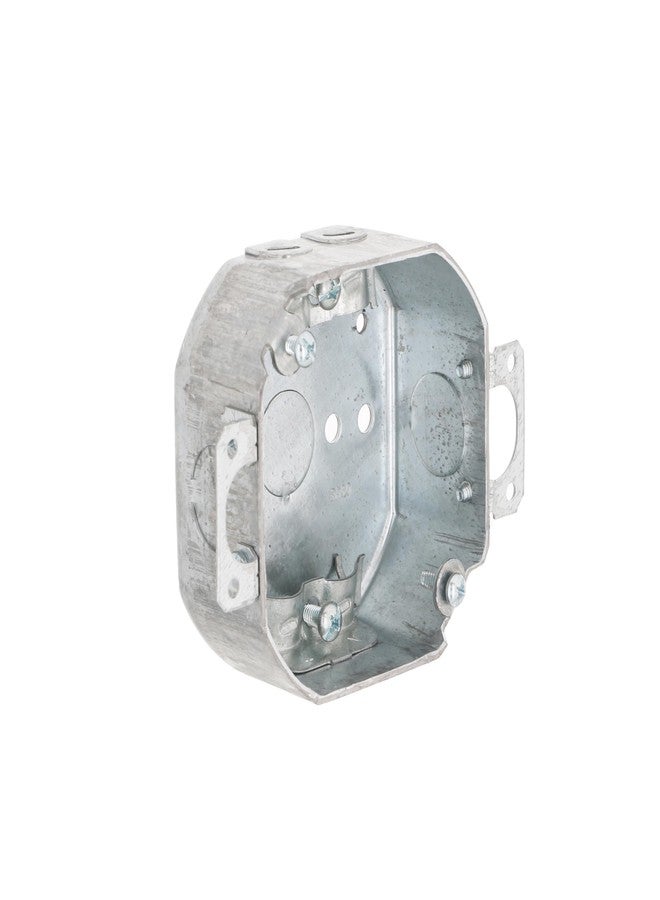 RACO 4 in. Octagon Box, Drawn, 1-1/2 in. Deep, Three 1/2 in. KO's & NMSC Clamps, Plaster Ears,Gray - Image 2