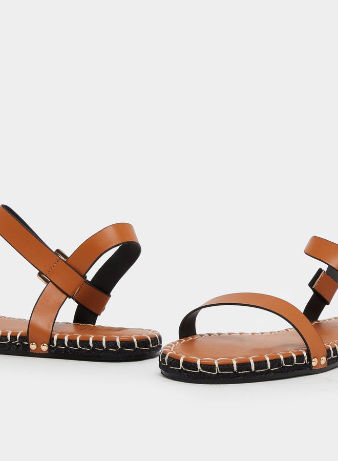 Raid Bambie Brown Ankle Strap Flat Espadrilles - Image 3