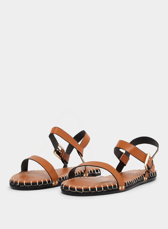 Raid Bambie Brown Ankle Strap Flat Espadrilles - Image 2