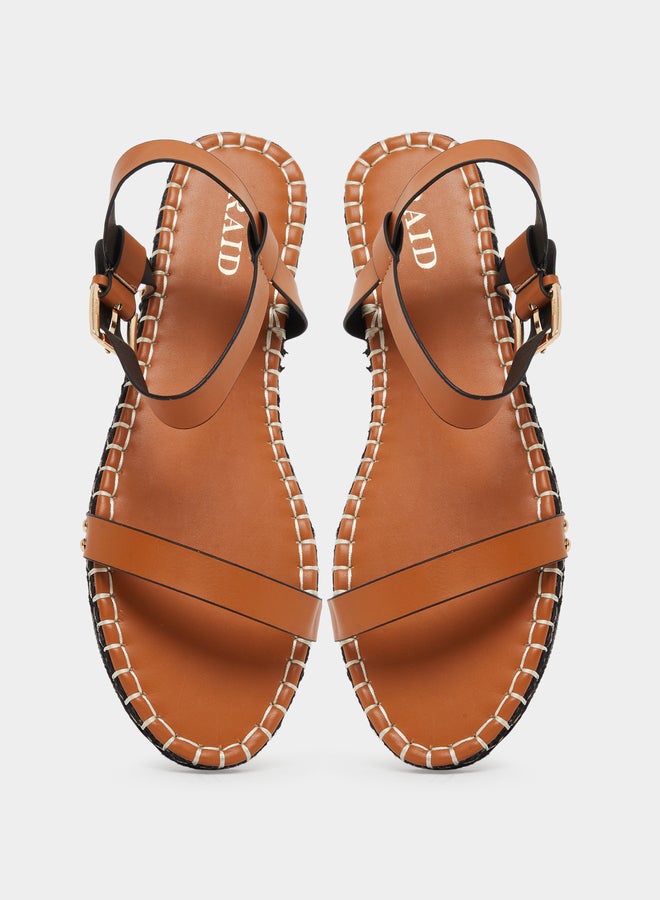 Raid Bambie Brown Ankle Strap Flat Espadrilles - Image 5