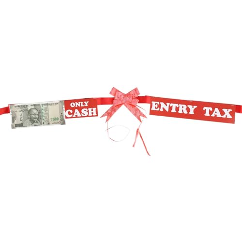THE BRIDE MADE Entry Tax Only Cash Welcome Ribbon Red Satin Ribbon (Pack of 1) - Image 2