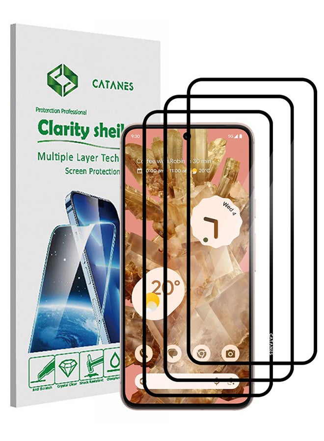 CATANES 3 Pack Of Google Pixel 8 Screen Protector 9H Tempered Glass Ultrasonic Fingerprint Unlock Case Friendly HD Clear Tempered Glass Screen Protector - Image 1