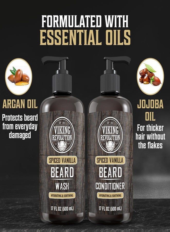 Viking Revolution غسول لحية ثورة الفايكنج وبلسم لحية للرجال بزيت الأركان وزيت الجوجوبا - مُلين ومقوي للحية للعناية باللحية شامبو وبلسم للحية مع زيت اللحية (17 أونصة فانيليا متبلة) - Image 5