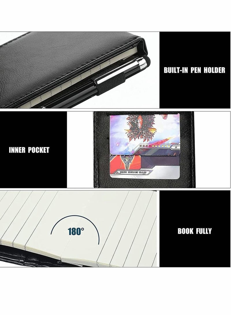 Y&D Mini Pocket Notepad Set, 14 x 9 CM Holder with Metal Pen, 50 Lined Sheets, for Business Professionals (Brown+5 Pcs Memo Book Refills)  - Image 3