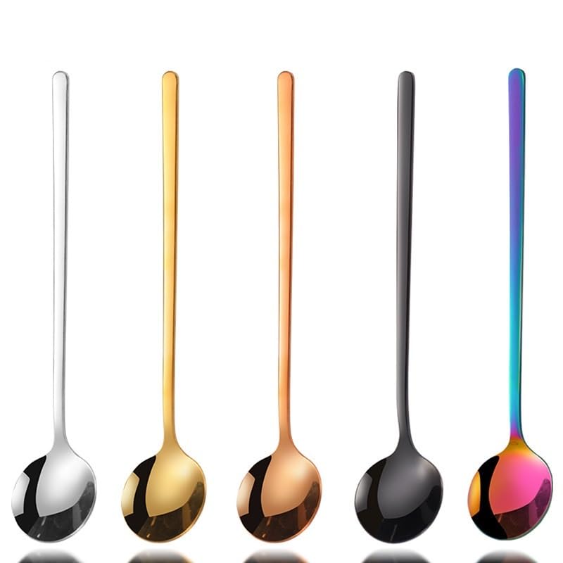 6 Pieces Rose Gold 304 Stainless Steel Long Handle Spoon Set For Coffee Bar Cocktail Dessert Tableware - Image 5