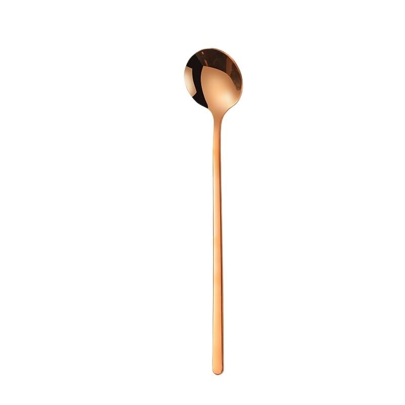 6 Pieces Rose Gold 304 Stainless Steel Long Handle Spoon Set For Coffee Bar Cocktail Dessert Tableware - Image 2
