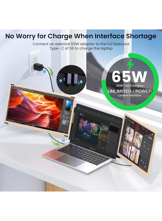 15.6" Portable Laptop Screen Extender, Detachable DIY Triple Monitor with 360° Rotation, FHD 1080P IPS Display, Plug-and-Play for Windows/Mac (M1/M2/M3)/Chrome/Android/Switch - Image 5