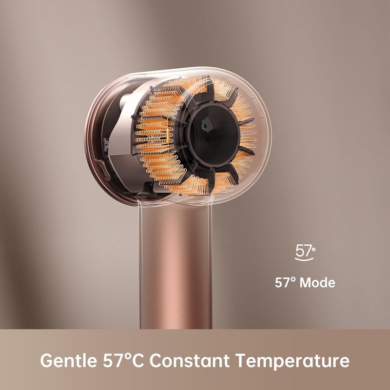 Dreame Hair Glory Hair Dryer, Quick-Drying, 110,000 RPM High-Speed Motor, 70m/s Airflow Speed, Powerful Negative Ions Technology, Lightweight, Temperature and Airspeed Control, Rose Gold - AHD6A-RS - Image 3