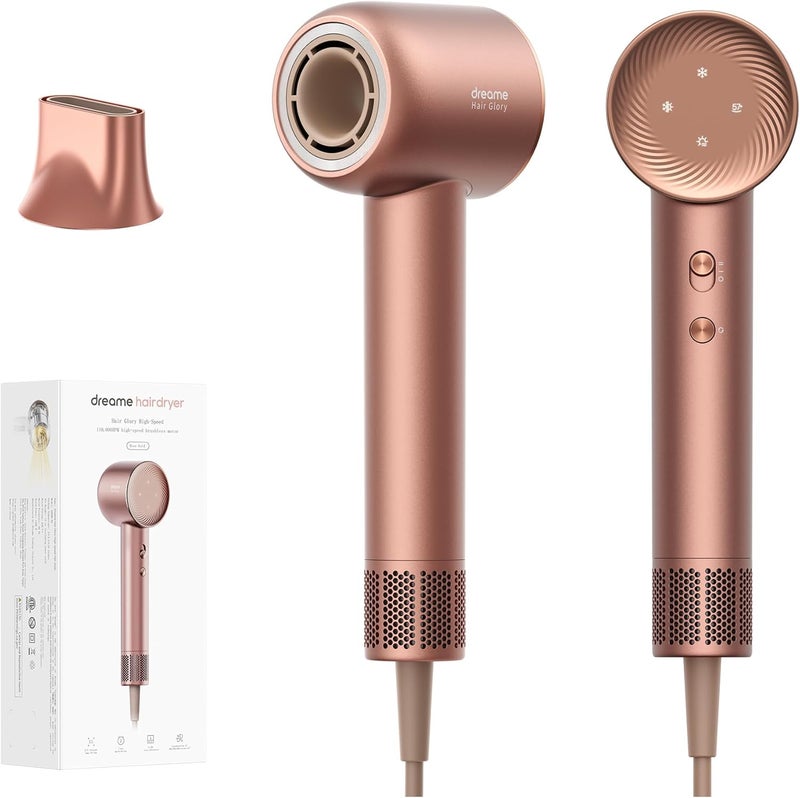 Dreame Hair Glory Hair Dryer, Quick-Drying, 110,000 RPM High-Speed Motor, 70m/s Airflow Speed, Powerful Negative Ions Technology, Lightweight, Temperature and Airspeed Control, Rose Gold - AHD6A-RS - Image 1