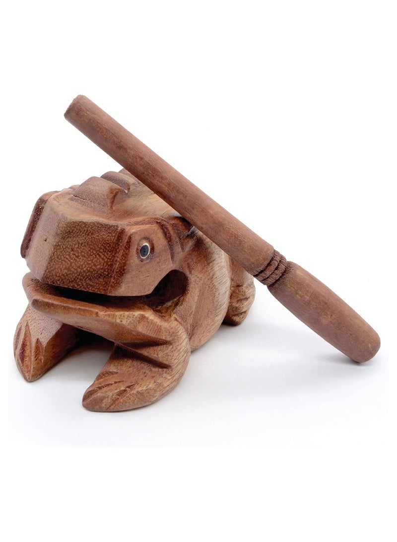 Generic ELIKLIV Natural Wooden Frog Guiro Rasp Percussion Instruments - 4 Inch Creative Music Gift Adult Fun Spooky Noise Maker  - Image 4
