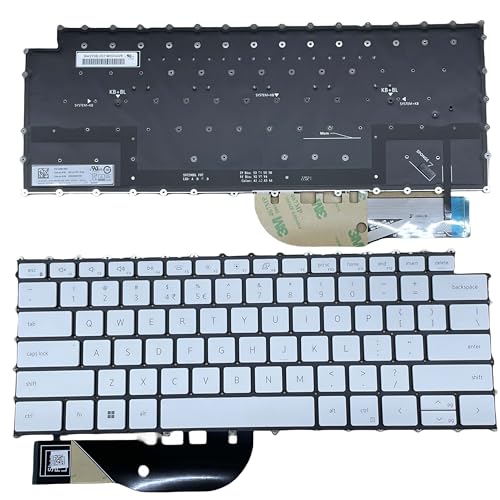 YIJIATech ® New Laptop with Built-in Keyboard and Screwdriver US Layout for Dell XPS 15 9500 17 9700 Precision 5550 5750 with Backlight Frameless (White) - Image 1